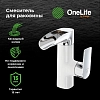 Смеситель для раковины OneLife P08-921W хром, белый