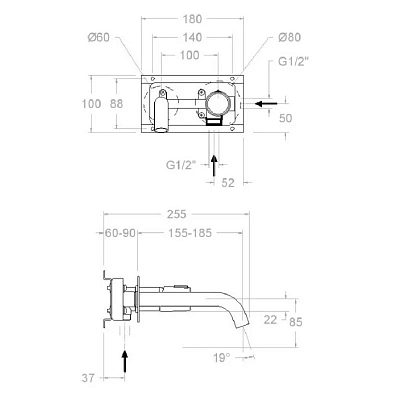 Смеситель для раковины RamonSoler Tzar 342101NC серый