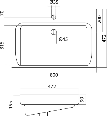 Раковина Santek Тигода 80 см 1WH302084 белый