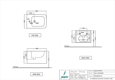 Биде подвесное Jaquar Kubix-F KUS-WHT-35153