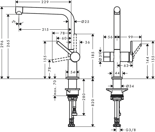 Смеситель для кухни Hansgrohe Talis M54 72827800, сталь