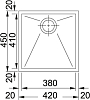 Кухонная мойка 42 см Franke Planar PPX 110-38 3,5" 122.0203.472, нержавеющая сталь