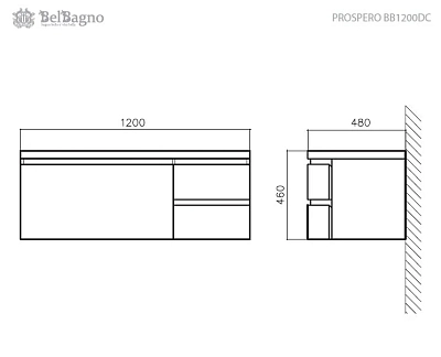 Тумба под раковину BelBagno Prospero BB1200DC/BL белый