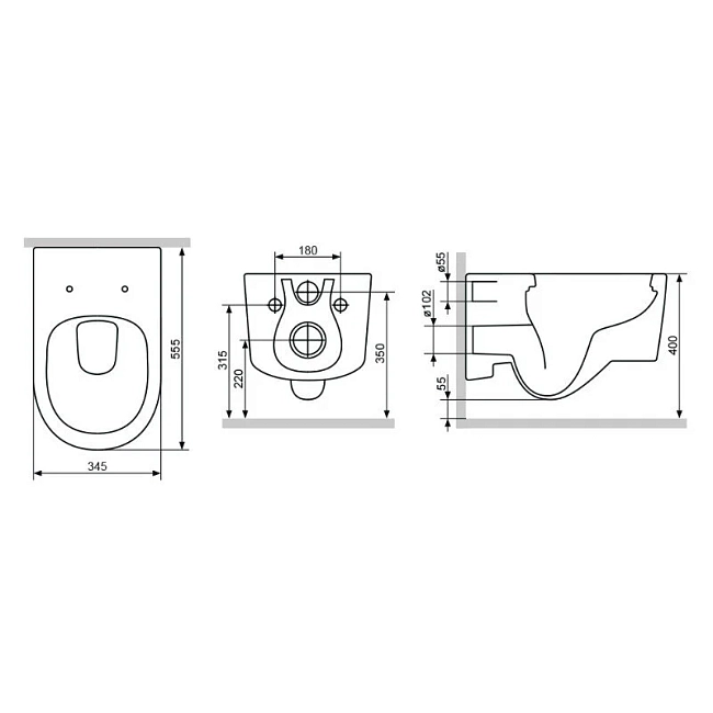 Подвесной унитаз Damixa Eclipse DX31C1738SC, безободковый, крышка-сиденье микролифт, цвет белый