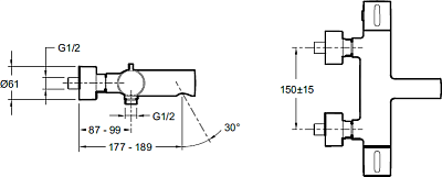 Смеситель термостатический для ванны Jacob Delafon Cuff E37037-CP