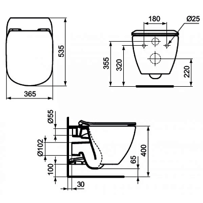 Инсталляция Ideal Standard Prosys с унитазом Tesi AquaBlade, P3868V1, сиденье микролифт, комплект