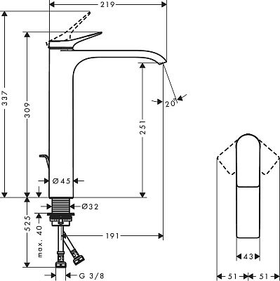 Смеситель для раковины Hansgrohe Vivenis 75040670, матовый чёрный