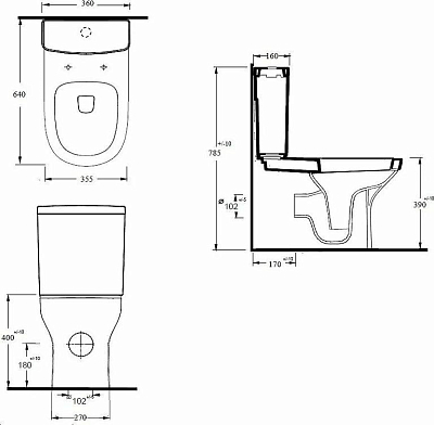 Унитаз-компакт beWash Anlagen 77403501 с сиденьем с микролифтом, с функцией биде
