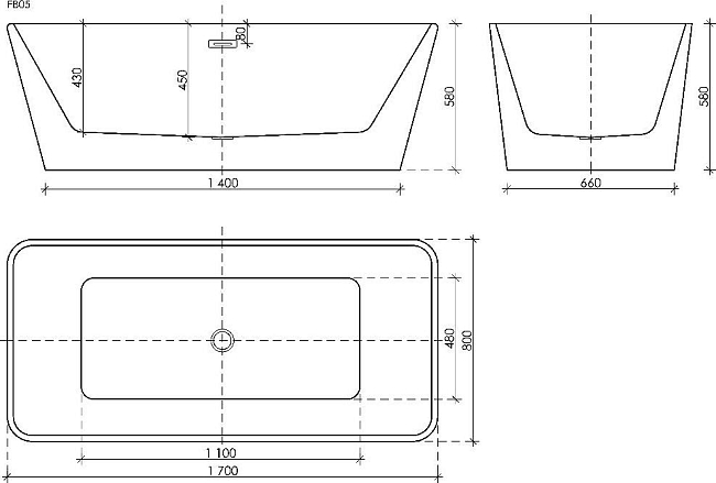 Акриловая ванна Sancos Dama 170x80 FB05, белый