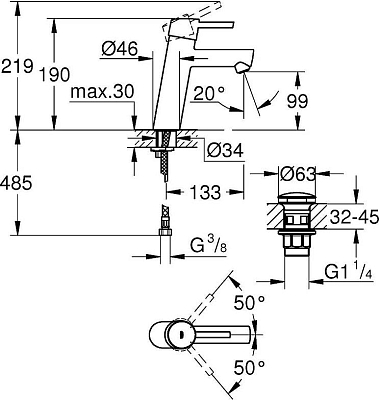 Смеситель для раковины Grohe Concetto 23932001, хром