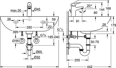 Раковина Grohe Bau Ceramic 39472000 60 см