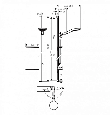 Душевой гарнитур Hansgrohe Raindance Select S 27647400 хром, белый