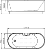 Акриловая ванна Orans 175x75 601FTSH, черный/белый