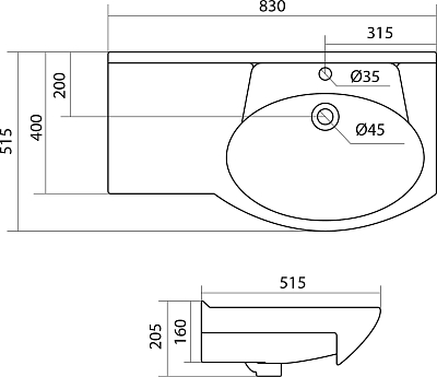 Раковина Santek Коралл 1WH110225 83 см.