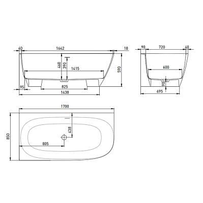 Ванна из искусственного камня Salini Sofia Corner L 170x85 102525M, белый