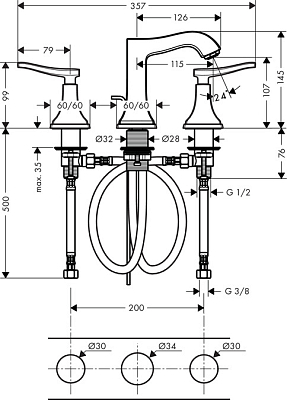 Смеситель для раковины Hansgrohe Metropol Classic 31330090, хром золото
