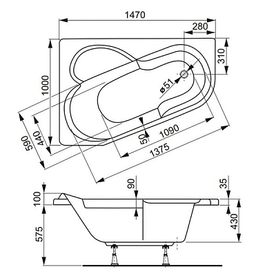 Ванна акриловая Vagnerplast Selena 147х100 VPBA141SEL3LE-04 белый