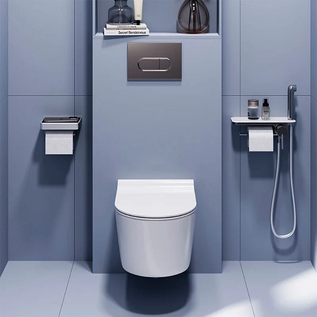 Подвесной унитаз Damixa Eclipse DX31C1738SC, безободковый, крышка-сиденье микролифт, цвет белый