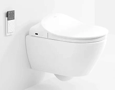 Подвесной безободковый унитаз электронный Villeroy&Boch Subway 2.0 5614 R5R1 с патрубком, крышка-сиденье с функцией биде, с покрытием CeramicPlus
