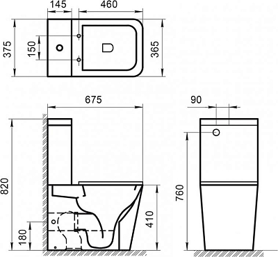 Бачок для унитаза BelBagno Ardente-R BB02093T подвод снизу бачка