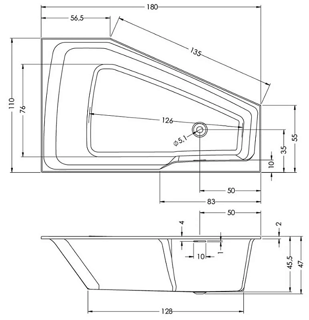 Акриловая ванна Riho Rething Space 180х110 B115006005 белый
