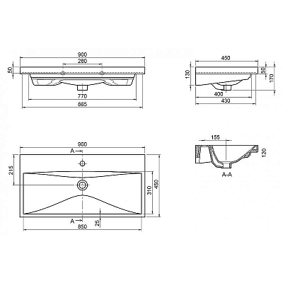 Раковина BelBagno BB-0323-90-LVB 90 см, белый
