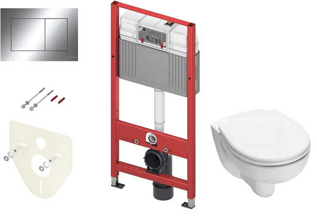 Инсталляция TECE Base 9400412.WC1 с унитазом TECE V04 с кнопкой смыва TECEnow, хром глянцевый