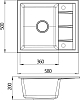 Мойка кухонная Domaci Солерно DMQ-1580.Q морион, 58х50 см, черная, кварцевая, с крылом, встраиваемая сверху