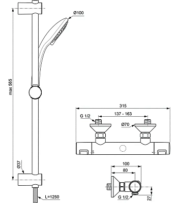 Душевая система Ideal Standard Ceratherm A7203AA хром