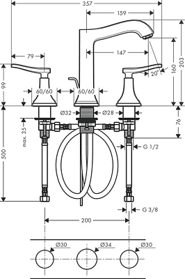 Смеситель для раковины Hansgrohe Metropol Classic 31331090, хром золото