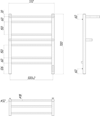 Полотенцесушитель электрический Lemark Pramen LM33707Z 50x70 см, диммер справа, хром