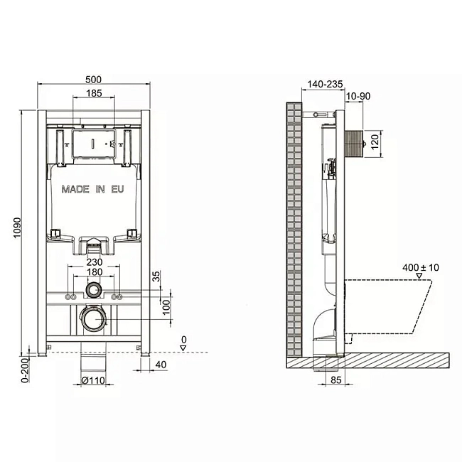 Инсталляция Jacob Delafon с безободковым унитазом Ideal Standard Tesi Aquablade T007901, крышка микролифт, E29025-NF/T007901/T352701