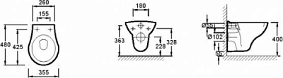 Подвесной унитаз укороченный Jacob Delafon Patio E1534-00