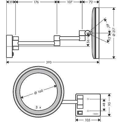 Косметическое зеркало Hansgrohe AddStoris 41790140 шлифованная бронза