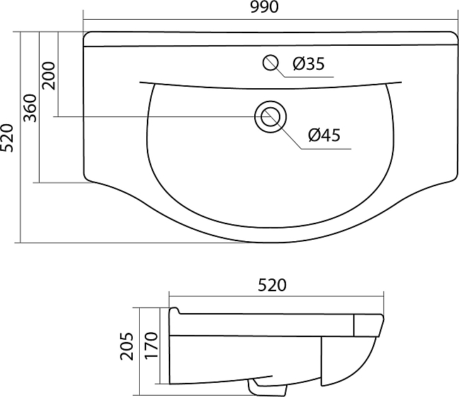 Раковина Santek Эльбрус 1WH110255 100 см.