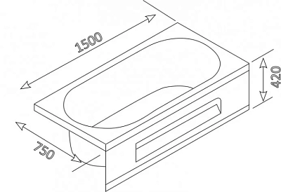 Акриловая ванна Appollo 150х75 A А-1502Q белый