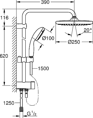 Душевая стойка Grohe Vitalio Start 26680000, хром