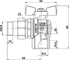 Шаровый кран Bugatti Oregon 594 3/4 нар-патрубок угловой с накидной гайкой бабочка