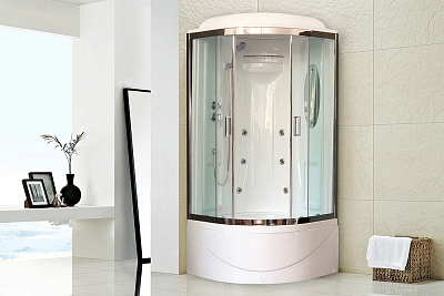 Душевая кабина 90х90 см Royal Bath ВК RB90BK2-T-CH стекло прозрачное с гидромассажем