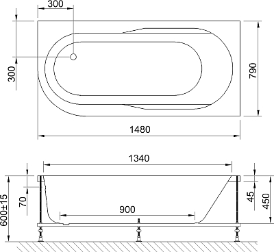 Акриловая ванна Royal Bath Azur RB 614201 R 150 см