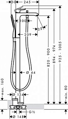 Смеситель для ванны Hansgrohe Metris 31471000