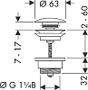 Донный клапан для раковины Hansgrohe 50100000 Push-Open хром