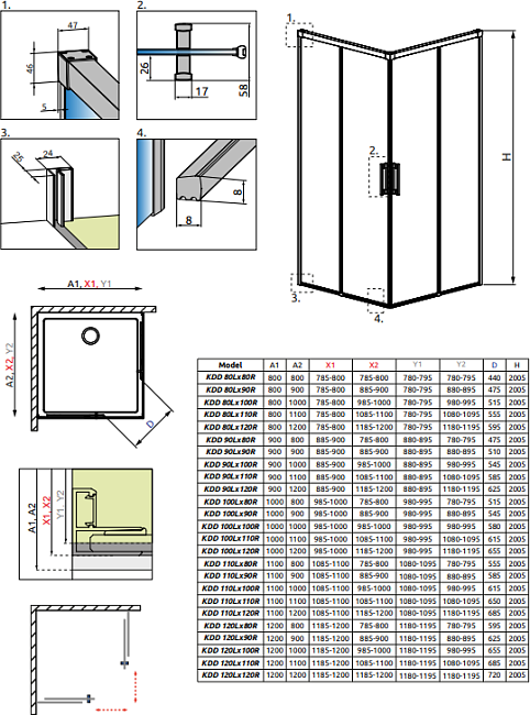 Дверь для душевого уголка 100 см Radaway Idea KDD/R 100 387062-01-01R стекло прозрачное