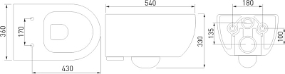 Унитаз подвесной Berges Wasserhaus Ego XL Rimless 082124 с микролифтом