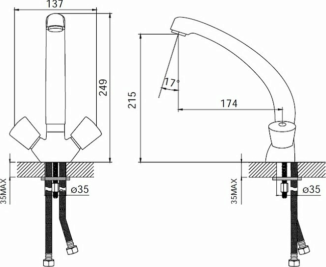 Смеситель для кухни Iddis Praktic 59602B1+Z03, хром