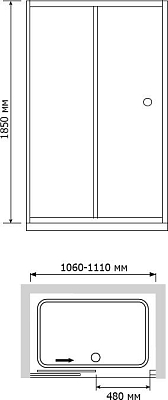Душевая дверь в нишу RGW Classic CL-12 (1060-1110)x1850 стекло чистое