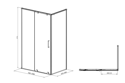 Душевой уголок Royal Bath Bern 100х90 BERN-S RB9100-T-BL стекло прозрачное, профиль черный