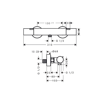 Термостат для душа Hansgrohe Ecostat 13324670 черный матовый
