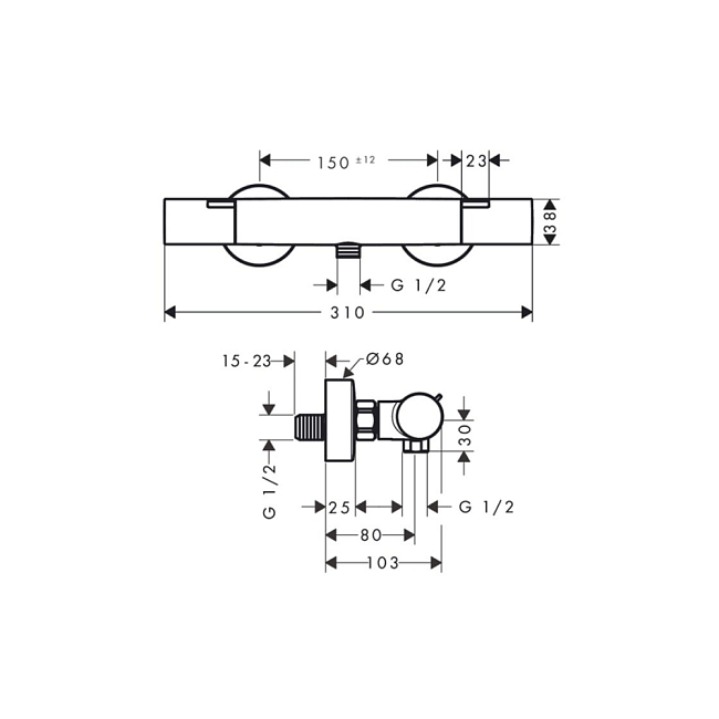 Термостат для душа Hansgrohe Ecostat 13324670 черный матовый