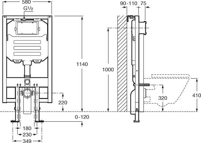 Инсталляция Roca DUPLO WC COMPACT 890080020 для подвесного унитаза